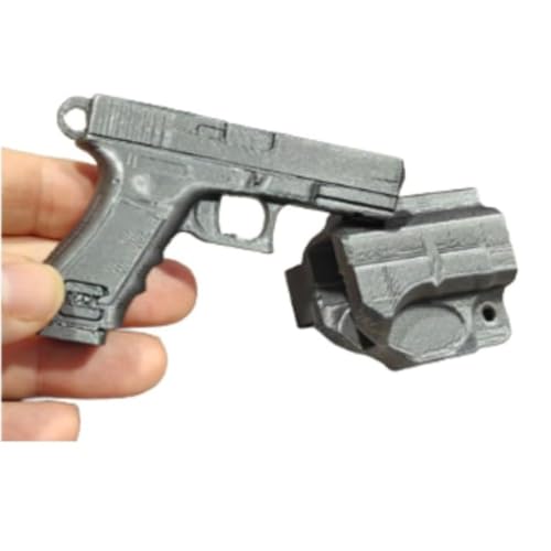 Image of Mini Gun Keychain With Holder Tactical Novelty Pistol Style Key Ring Clip Holster Accessory for Keys or Fob, Compact Gun Keychain Gift for Tactical EDC Fans