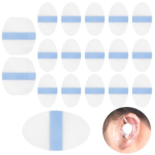 Aolso Silicone Gel Oval Ear Covers, 40pcs Waterproof Ear Protectors with Cotton Ear Plugs, for Swimming, Bathing and Other Water Sports