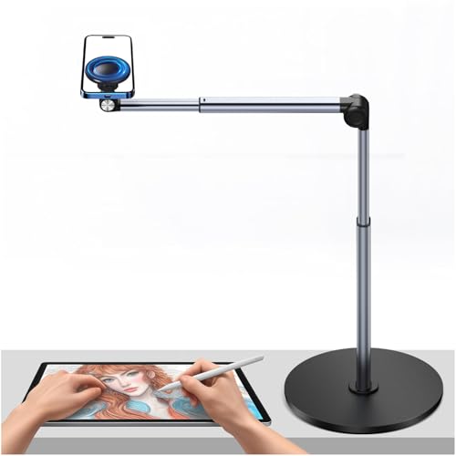 yAyusi Magnétique Support Telephone pour Filmer, Bras Articulé Telephone Support pour iPhone, 30 CM Long,Réglable et Pliable, Adapté à la Diffusion en...