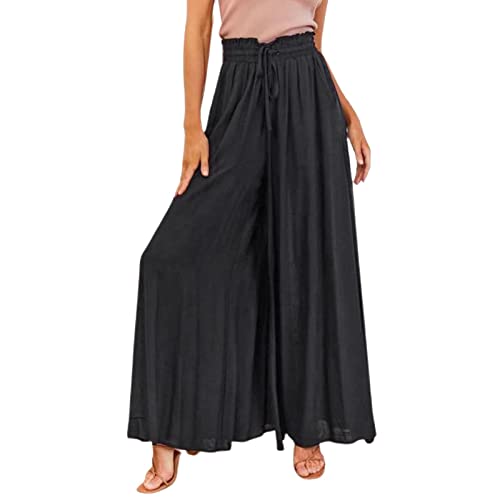 Jupe Culotte Femme Longue - Élégant Pantalon Couleur Unie Taille Elastique Sarouel Grande Taille Casual Ample avec Poches Léger Élastique pour Eté Jambe...