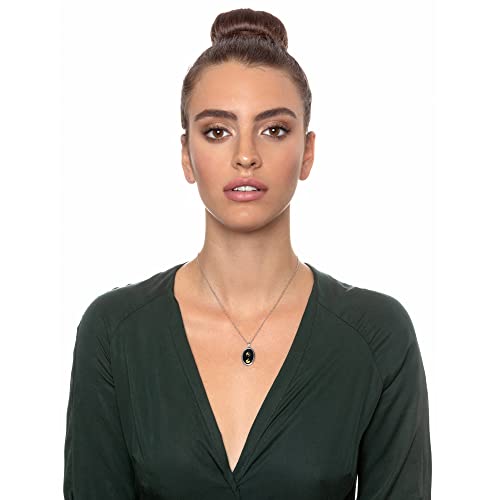 925 Sterling Silver I Love You To The Moon And Back Necklace Pure Gold Inscribed With Nostalgic Howling Wolf And Stars Onto An Onyx Gemstone Romantic Christmas Pendant For Wife, 18" Chain #TOP2