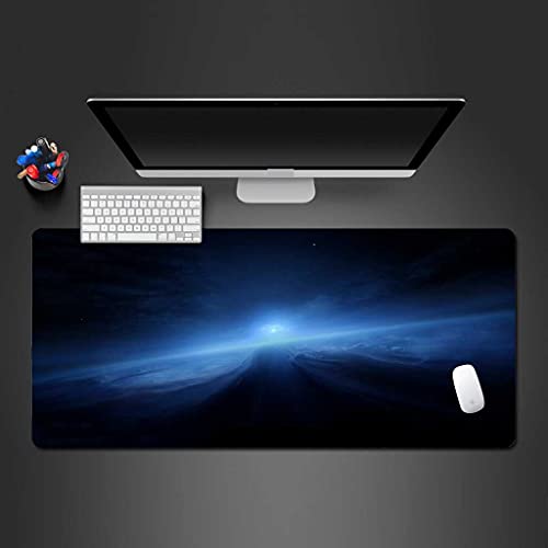 Grand tapis de souris de bureau pour setup gaming et télétravail bleu