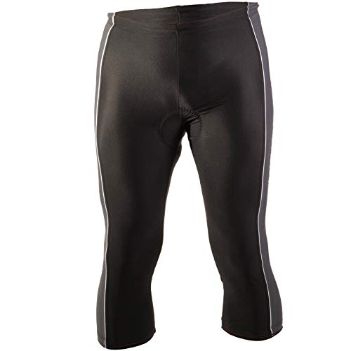 Stanteks Radhose 3/4 Fahrradhose Radlerhose mit Sitzpolster Coolmax SR0060, Schwarz/Grau, L (entspricht ca. Gr. 50/52)