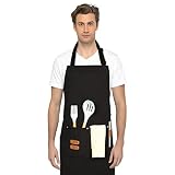 Sosirolo Chef Apron for Men Women with Pockets, Waterdrop Resistant Cotton Canvas Adjustable Apron w