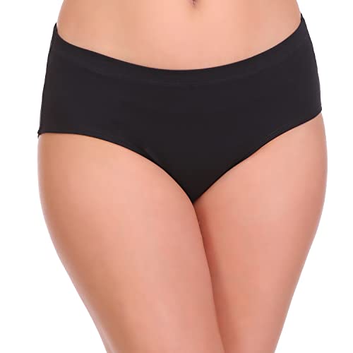 Image of SONA Women Hipster Panty - Cotton Spandex - Anti Bacterial, Full Coverage, Quick Dry, Full Coverage (Pack of 1 Black 3XL)