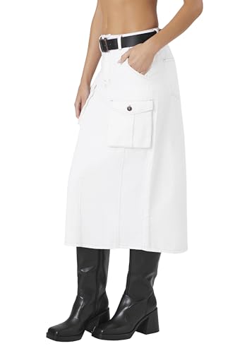 Forever 21 Women's Belted Twill Midi Skirt3