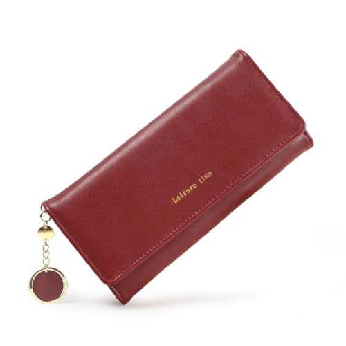 Portefeuille femme en cuir synthétique élégant avec fentes cartes