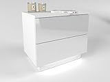 nachttisch weiß metall Fronten bestehen aus Hochglanz MDF Spanplatten und Hochglanz PVC kanten | Breit 55cm / Hoch 49cm / Tief 37cm