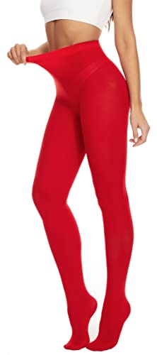 Image of DUCMODA Womens 80 Denier Opaque Tights, Women's Soft Solid Color Footed Pantyhose, High Waist Stocking with 30+ Colors