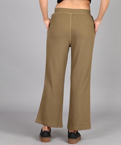 Image of Alan Jones Clothing Women's Straight Fit Mid Rise Solid Stretch Waffle Straight Pants