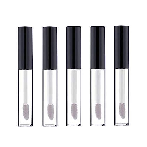 UPSTORE 5Pcs 10ml Empty Plastic Clear lip Gloss Tube Containers Refillable Lip Balm Bottle with Rubber Insert for DIY Makeup Lip Samples Lipstick