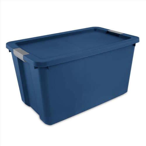 LPOMNXDF 2-Pack 34 Gallon Blue Stackable Plastic Storage Bins, Extra-Large Capacity Totes With Secure Latching Lid & In-Molded Handles, Heavy-Duty Containers For Home, Dorm, Garage And Basement - Image 6