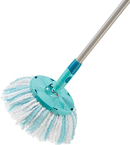 Leifheit Replacement Mop Head Clean Twist Disc Mop x 2 Pack – Dual Fibre System for Deep Cleaning & Maximum Absorption – Compatible with Clean Twist Systems – Set of 2 – White/Turquoise
