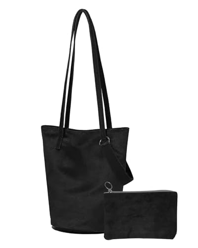 Women Fabric Canvas Tote Shoulder Everything Bag with Inner Pocket Latop Sleeve Crossbody Strap Makeup Bag