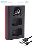 LADEGERÄT: Baxxtar Dual LCD (USB) / Input 5V 2100mA / Output 700mA Ladestrom bei einem eingelegten Akku und 500mA, wenn beide Ladeplätze belegt werden