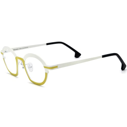 Image of FONEX Colorful Pure Titanium Glasses Frame Women Retro Round Eyeglasses