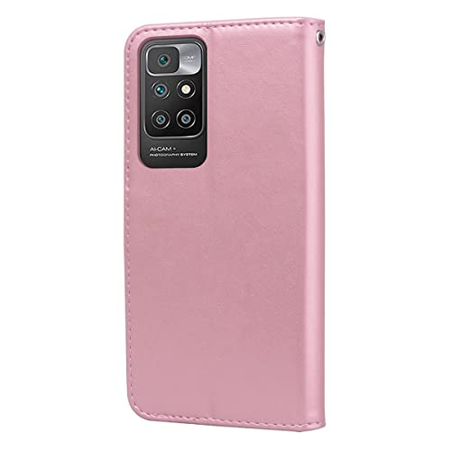 Ccsmall For Xiaomi Redmi Note 11 4G (Not 5G) Wallet Case For Women, Rose Flower Cover With Credit Card Holder Cash Pockets [Wrist Strap] Flip Phone Case For Xiaomi Redmi 11 Rs Pink #TOP5