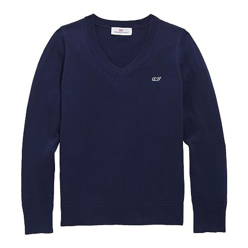 vineyard vines Girls' Heritage Cotton V-Neck Sweater