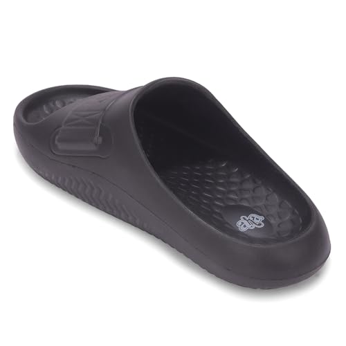 Image of Liberty A-HA DAILYWALK Slippers for Men - Black & Dark Grey EVA Slip-On Casual Slippers | Soft Moulded Footbed, Lightweight Footwear for Home, Casual, Errands, Garden, Daily & Outdoor Wear