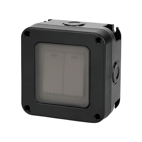 SPORWAY Surface-Mounted Switch, Waterproof, Wet Room Switch, IP66, Black, Push Button, ON-OFF