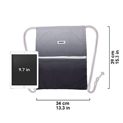 Image of WANDF Drawstring Backpack, Gym Sackpack for Sports (Grey) | Water-Resistant, Shopping, Yoga, Travel, Beach, Daily Carry