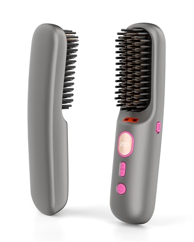 Cordless Mini Hair Straightener Brush with 9600mAh Battery