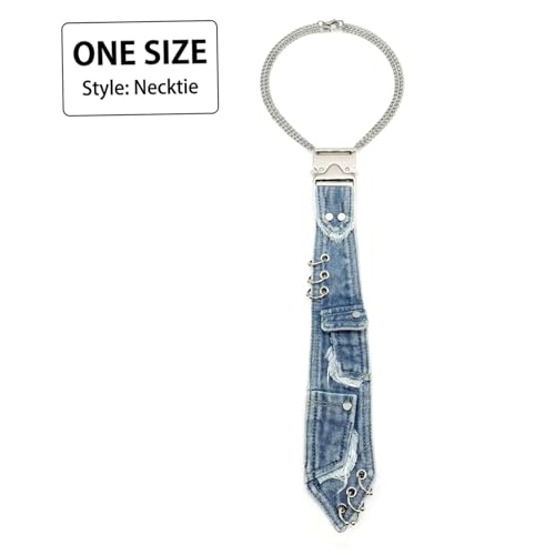 Corbata vaquera punk de mujer ajustable con cadena accesorio camisas 5
