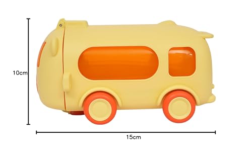 Image of Bus Water Bottle For Kids With Strap, Sipper, & Straw | Leakproof, Bpa Free With Lock, 500 Ml | Water Bottle For School Kids | Cute Bus Shaped Water Bottle For Girls & Boys (Yellow)