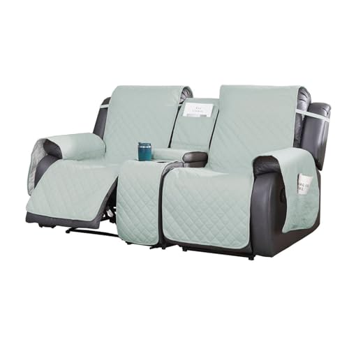 Housse fauteuil relax avec console centrale matelassée vert menthe - 2