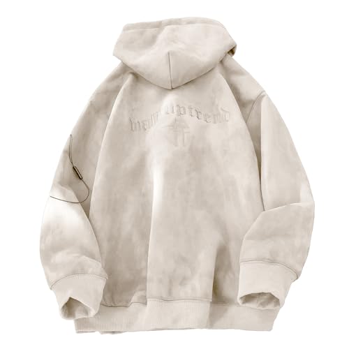 GURUNVANI Mens Faux Suede Hoodie Pullover Graphic Embroidered Hooded Vintage Hoodie Sweatshirts3