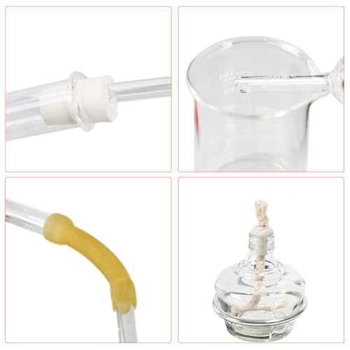 Home Distiller Distilling to Making Your Own Essential Oil, Alcohol Distiller Chemistry Lab Glassware Kit,Glass Distilling,Distillation Apparatus 10pcs Set, 100 ML
