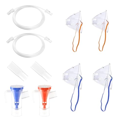 2 Packs Nebulizer Replacement Kit, Nebulizer Masks for Adults and Children, Full Nebulizer Parts for Two People to Use