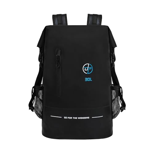 UPWELL 30L Waterproof Dry Bag Boating Backpack for Travel Hiking Camping Kayaking Hiking Swimming Floating Submersible Dry Bag Black