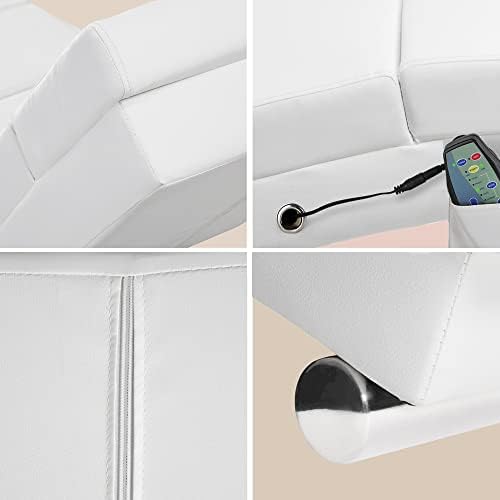 CASARIA Chaise Lounge Heated Massage Chair White Leather Living Room Relax Recliner Lounger Reclining Armchair