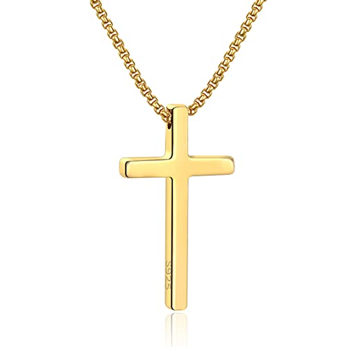 M MOOHAM 925 Sterling Silver Cross Chain for Men Sterling Silver Cross Necklace Jewelry for Men