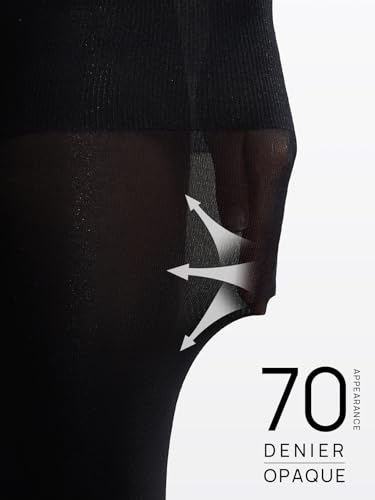 Image of MANZI Control Top Women's Footless Tights Opaque Tights for Dresses 2 Pairs