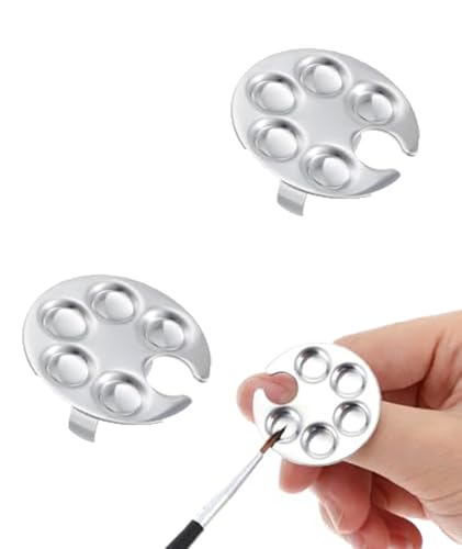 2 Pcs Nail Art Palette Tool, Professional Nail Color Mixing Palette for Mobile Nail Technicians, Reusable Makeup Mixing Plate for Foundation and Eyeshadow