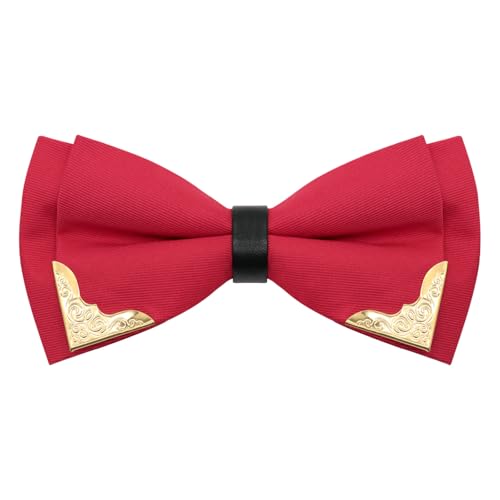 Image of Bow Ties for Men Women Metal Gold Bowtie, Pre Tied Mens Bow Tie Tuxedo Bowties Men for Prom Wedding Party