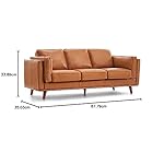 Valencia Artisan Full Leather Sofa 88” - Pure Full Italian Nappa Leather Couch, Solid Wood Accent, Ultimate Comfort, Cognac Tan - Image 3
