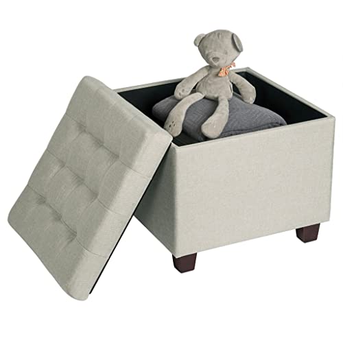 Dbhcxd Multi-Purpose Linen Ottoman Chair Stool Storage Box Upholstered Footstool Linen Square Pouffe Chair With Removable Cover (Color : D, Size : 45X45X41Cm) #TOP3