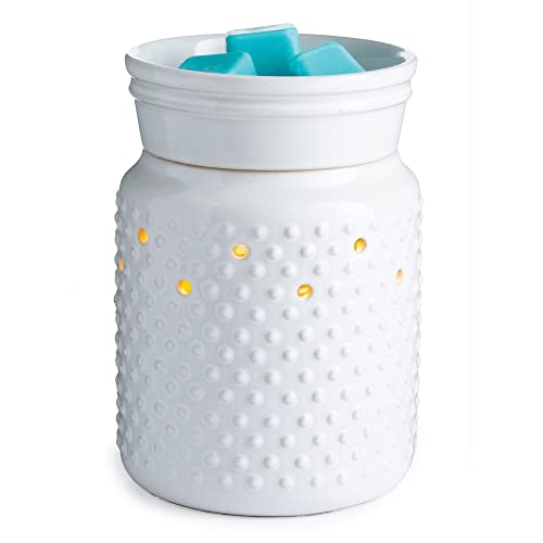 Candle Warmers Etc Illumination Fragrance Warmer Gift Set, White Hobnail With Vanilla Cinnamon And Sugared Citrus #TOP2