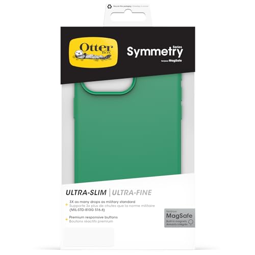 Image of OtterBox iPhone 15 Pro MAX (Only) Symmetry Series Case - Green Juice (Green), Snaps to MagSafe, Ultra-Sleek, Raised Edges Protect Camera & Screen
