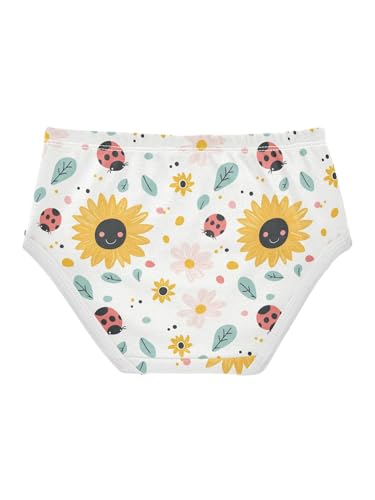 ZZKKO Kawaiiladybugs Sunflower Girls Underwear Toddler Panties for Girls Comfort Brief Size 2-8T2