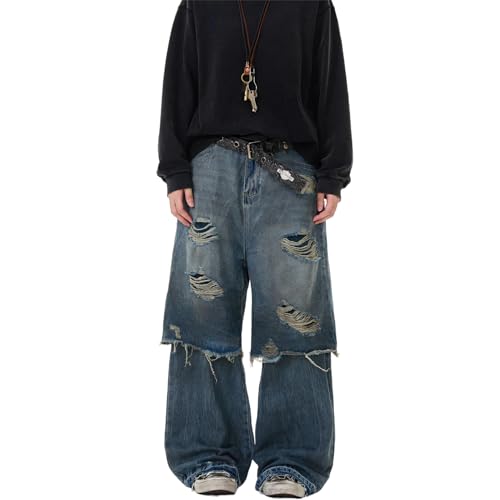 GUOYUXIAO Men's Jeans Layered Denim Pants Straight-Leg Casual Trouser for Men2