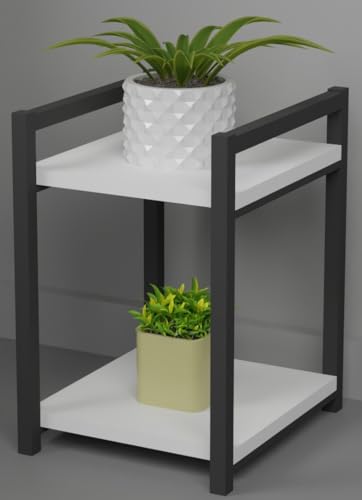 Estantería librería estantes organizador modular, librería modular de madera y metal moderno, cocina, estantería de salón de suelo, librería modular modular modular (blanco, 2 estantes)
