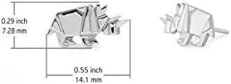 Boma Sterling Silver Origami Rhinoceros Stud Earrings