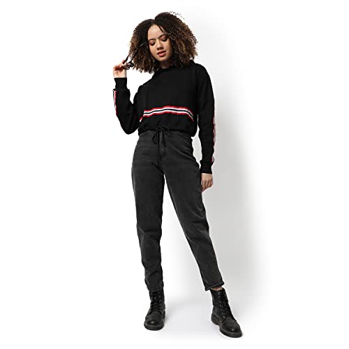 Image of PINACOLADA Women's Double Striped Hoodie with Ribbed Hem for Casual Wear | Hooded Neck | Long Sleeve | Pull On Closure | Cotton Sweatshirt Crafted with Comfort Fit for Everyday Wear