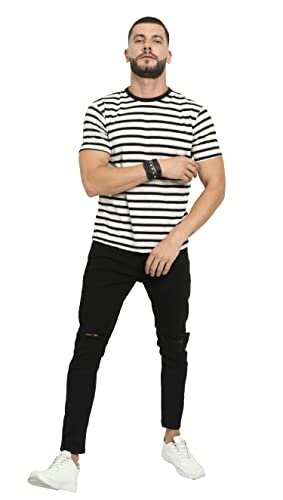 Image of fanideaz Mens Cotton Half Sleeve Striped Round Neck T Shirt