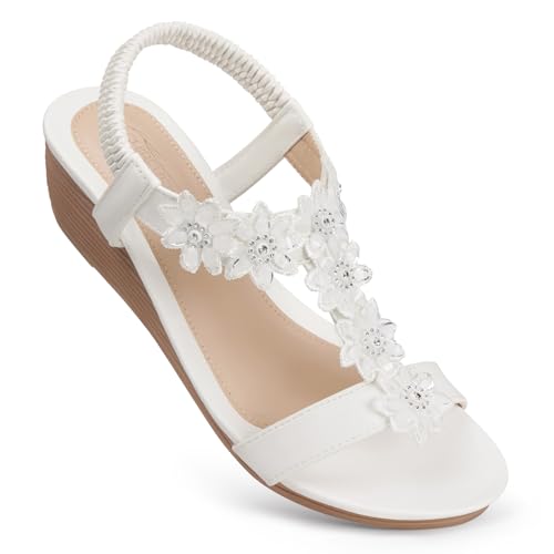 Image of SHIBEVER Wedge Sandals for Women Dressy: Summer Platform Comfortable Low Wedges Womens Sandal