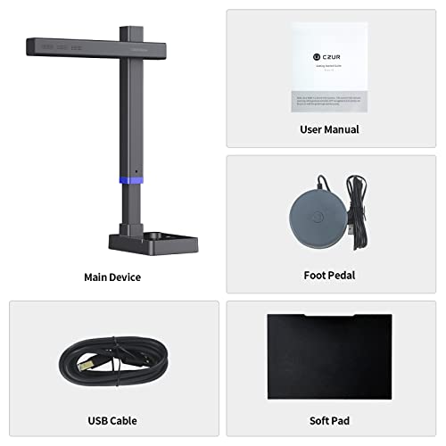 CZUR Shine Ultra Pro Scanner, 24MP Document Scanner, Max DPI 440, Portable USB Document Camera, A3 Large Format Book Scanner, Adjustable Height, Auto-Flatten & Deskew, Compatible with Windows & Mac OS